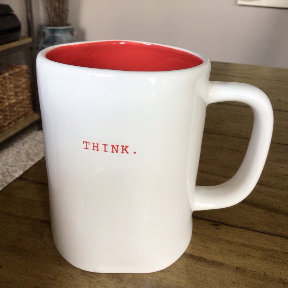 Rae Dunn Think Mug with Red Inside
